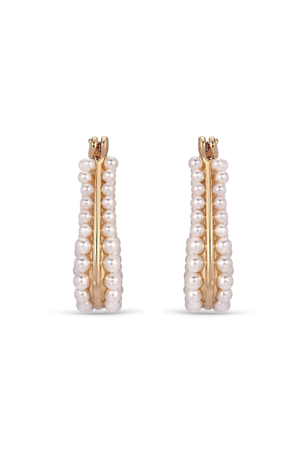 Soft Curve Pearl Lined Hoop Earrings