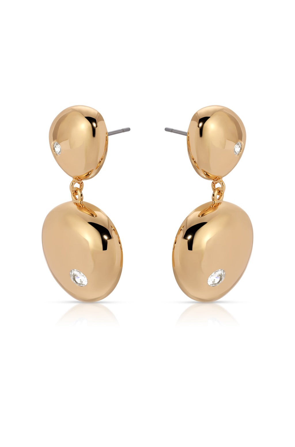 Polished Double Pebble Drop Earrings