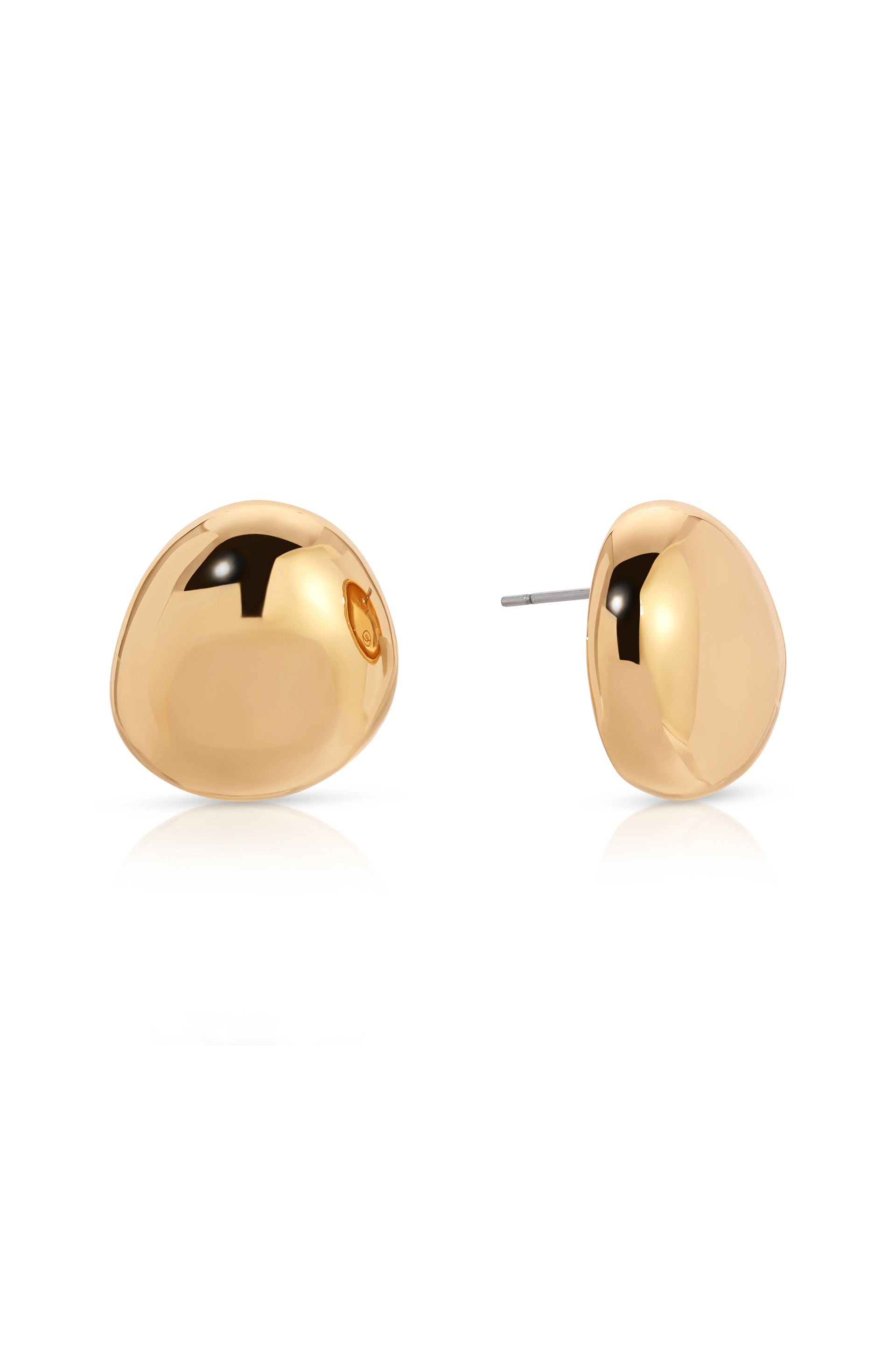 Polished Pebble Stud Earrings 18k Gold Plated