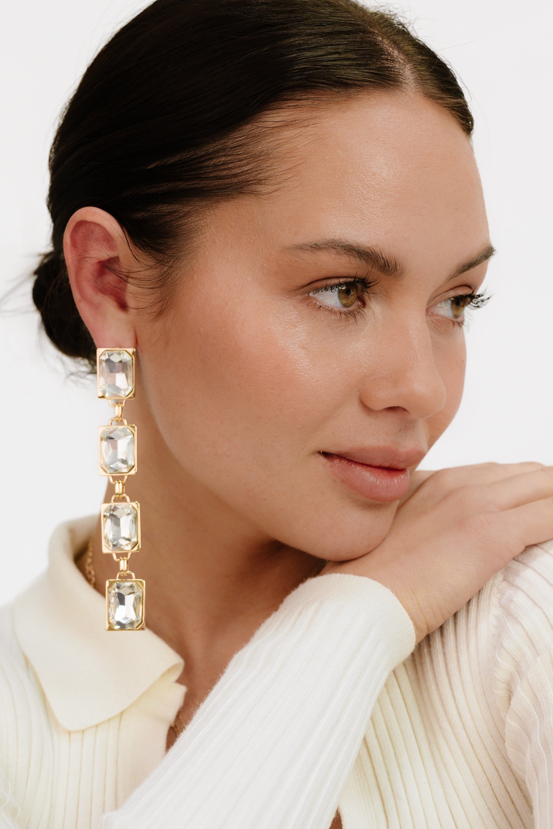 Four Crystal Stone Drop Earrings