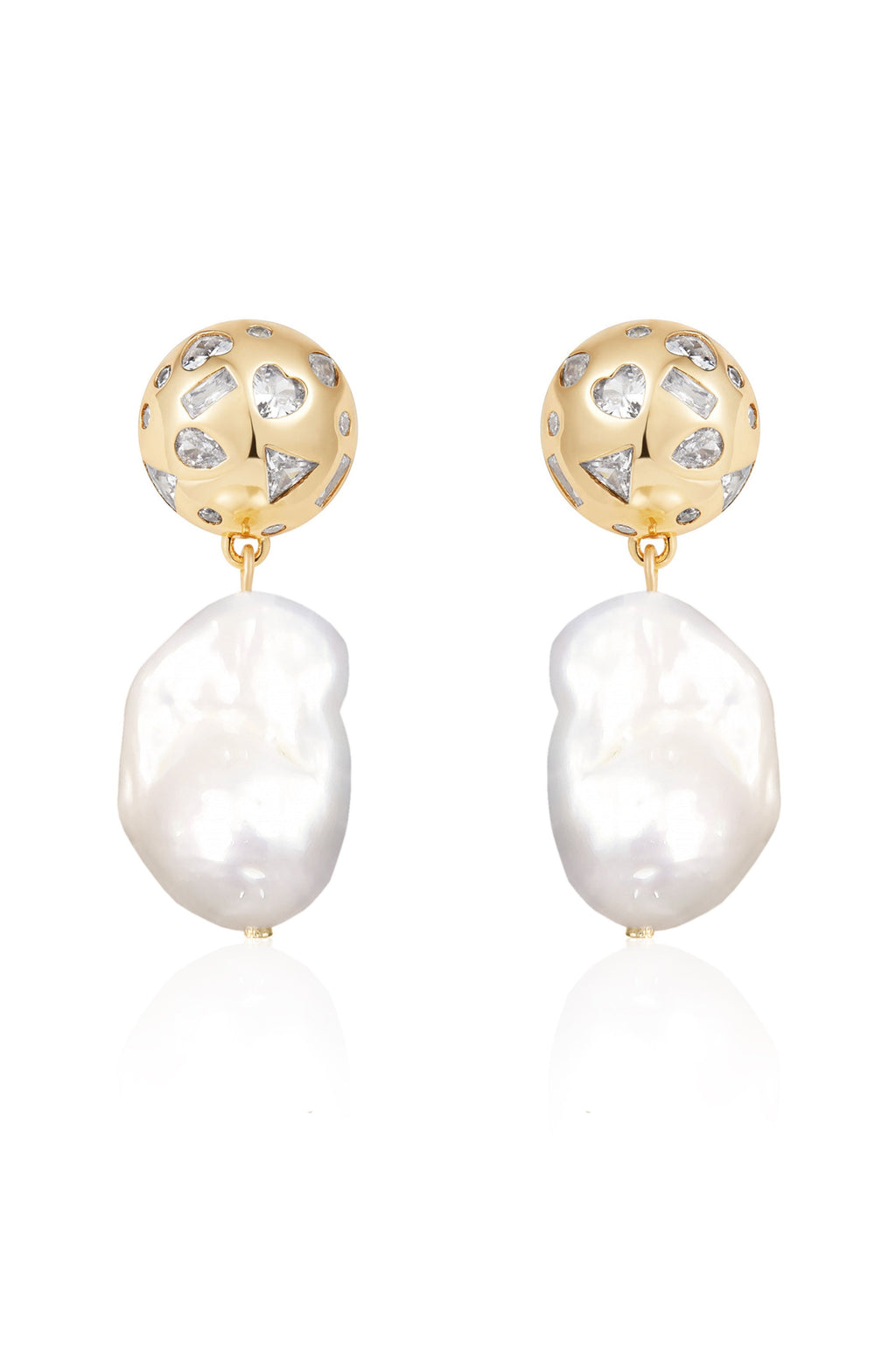 Bezel Ball Drop Pearl Earrings