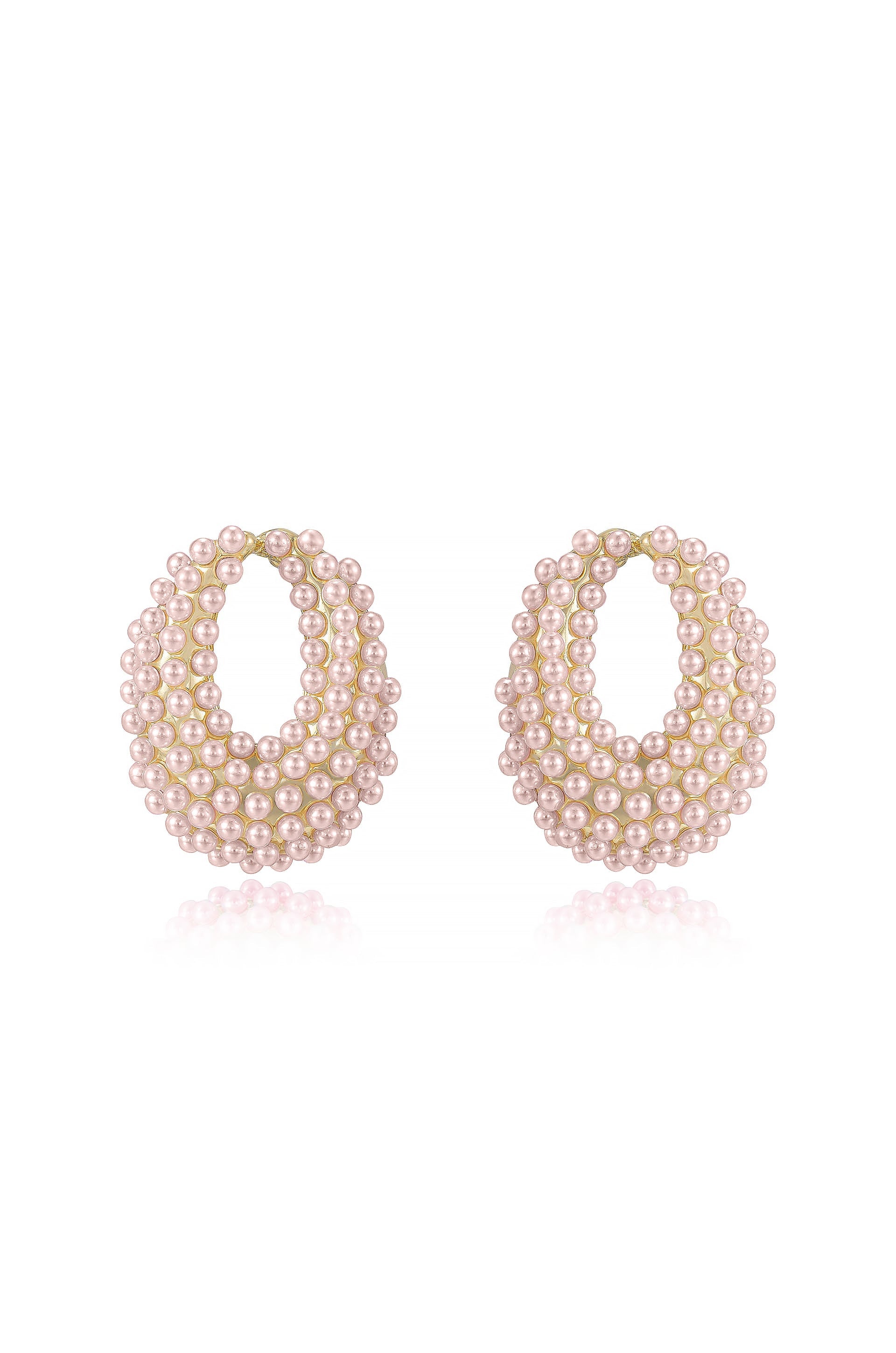 Classic Pearl Cluster Stud Earrings in pink