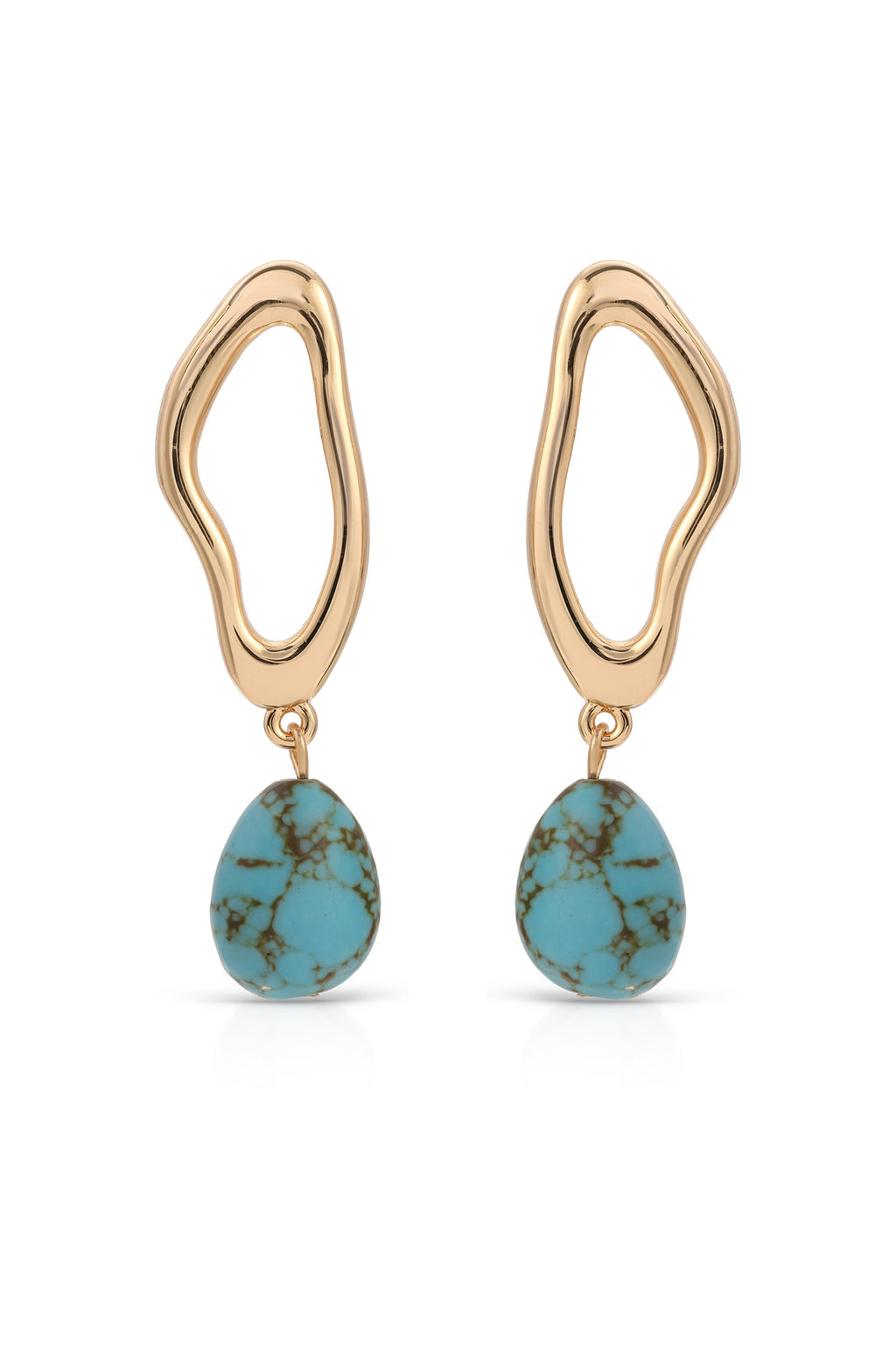 Open Circle Turquoise Dangle Earrings