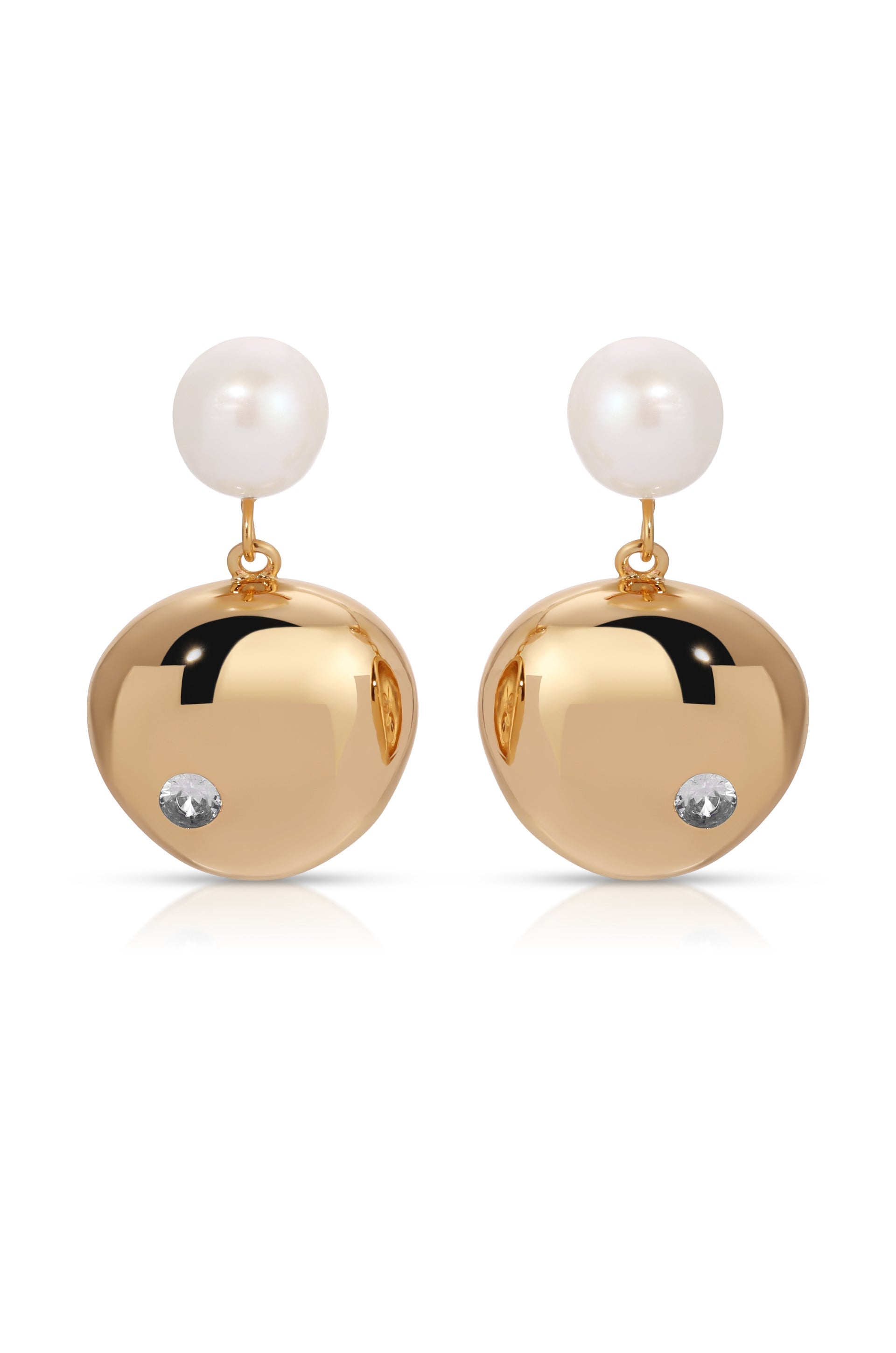 Statement Pebble and Pearl Dangle Earrings