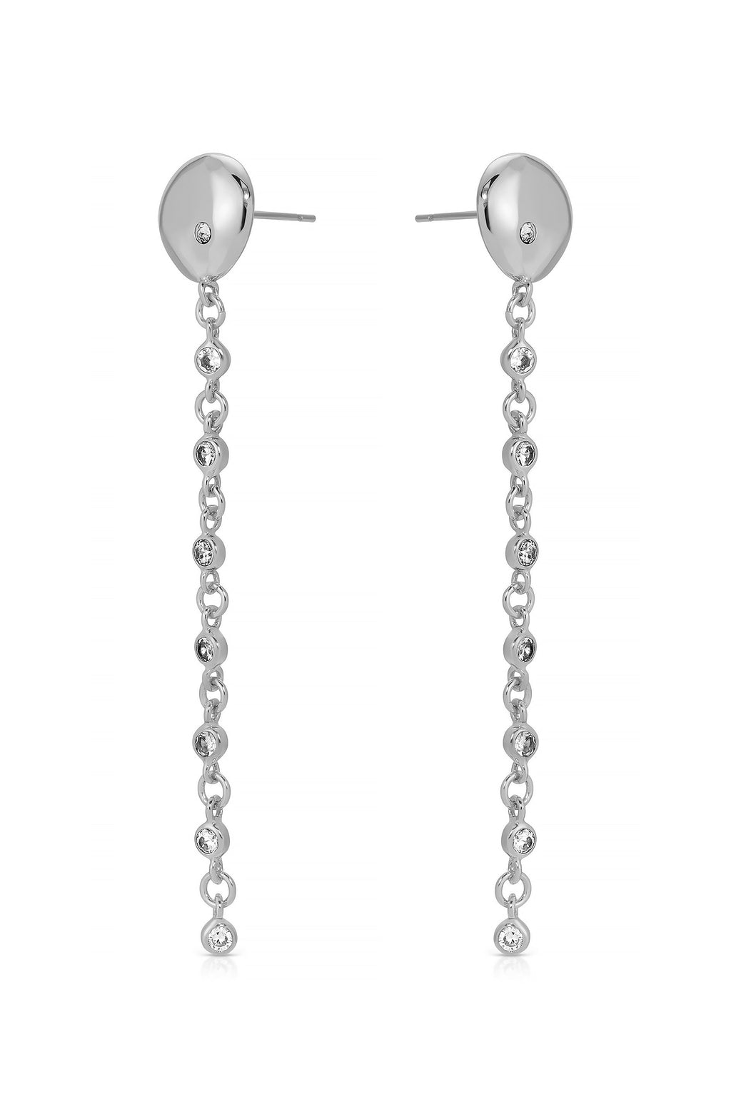 Polished Pebble Linear Chain Earrings