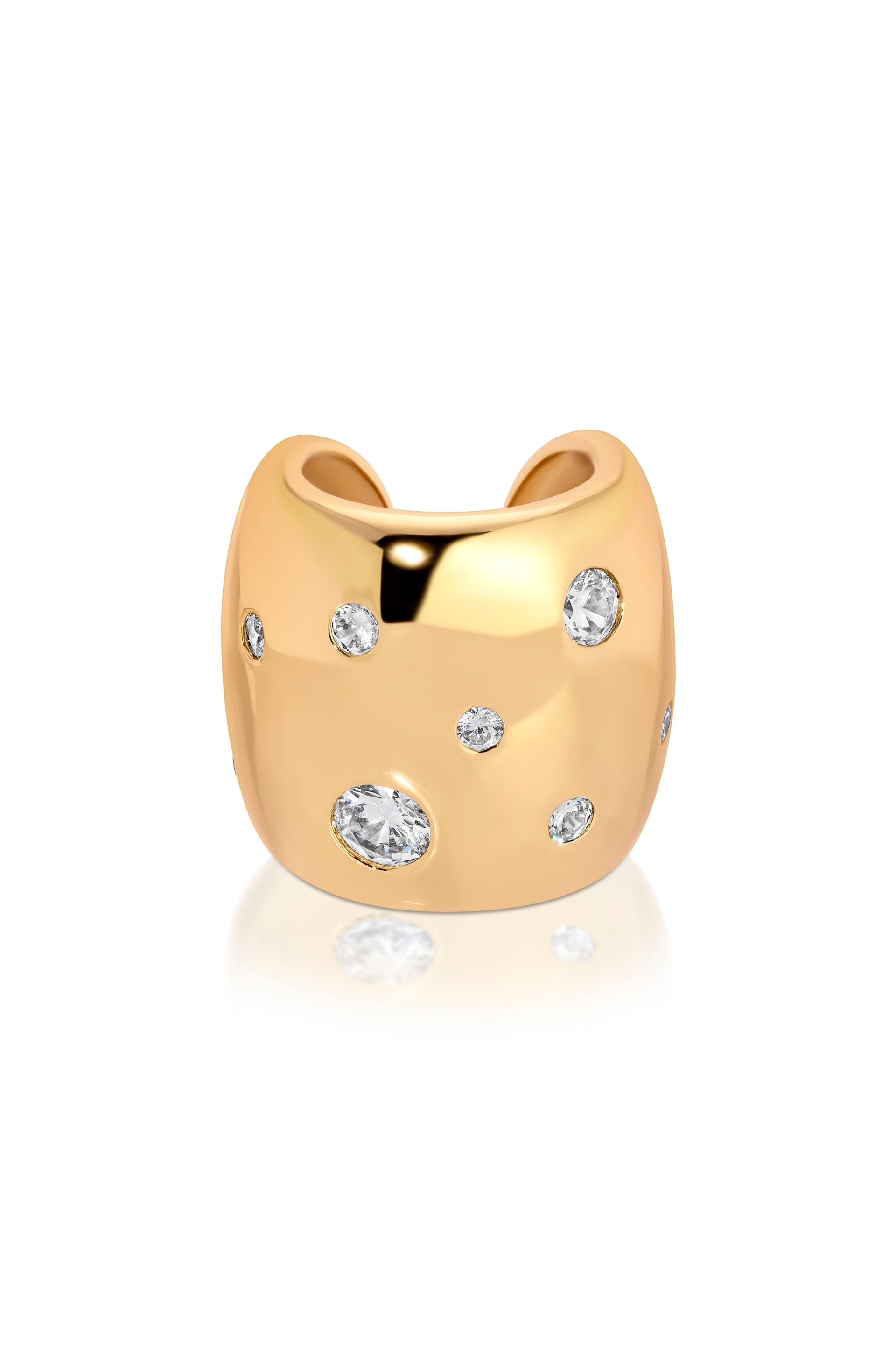 Scattered Crystal Chunky Ear Cuff Clear Crystal with 18k Gold Plating