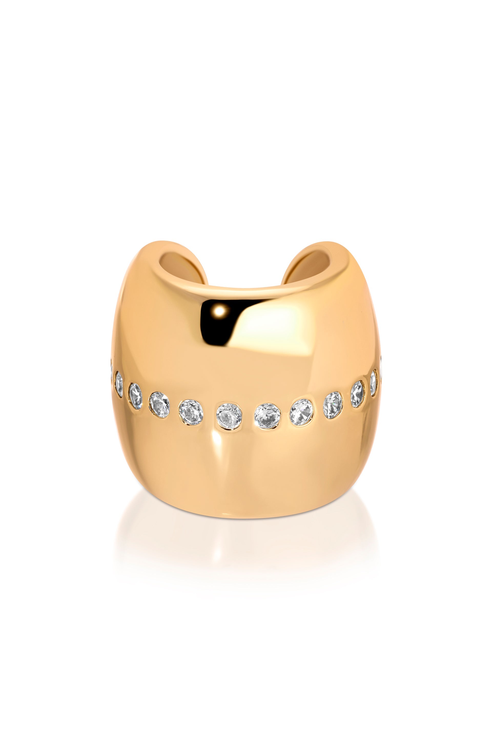 Center Crystal Line Chunky Ear Cuff Clear Crystal with 18k Gold Plating