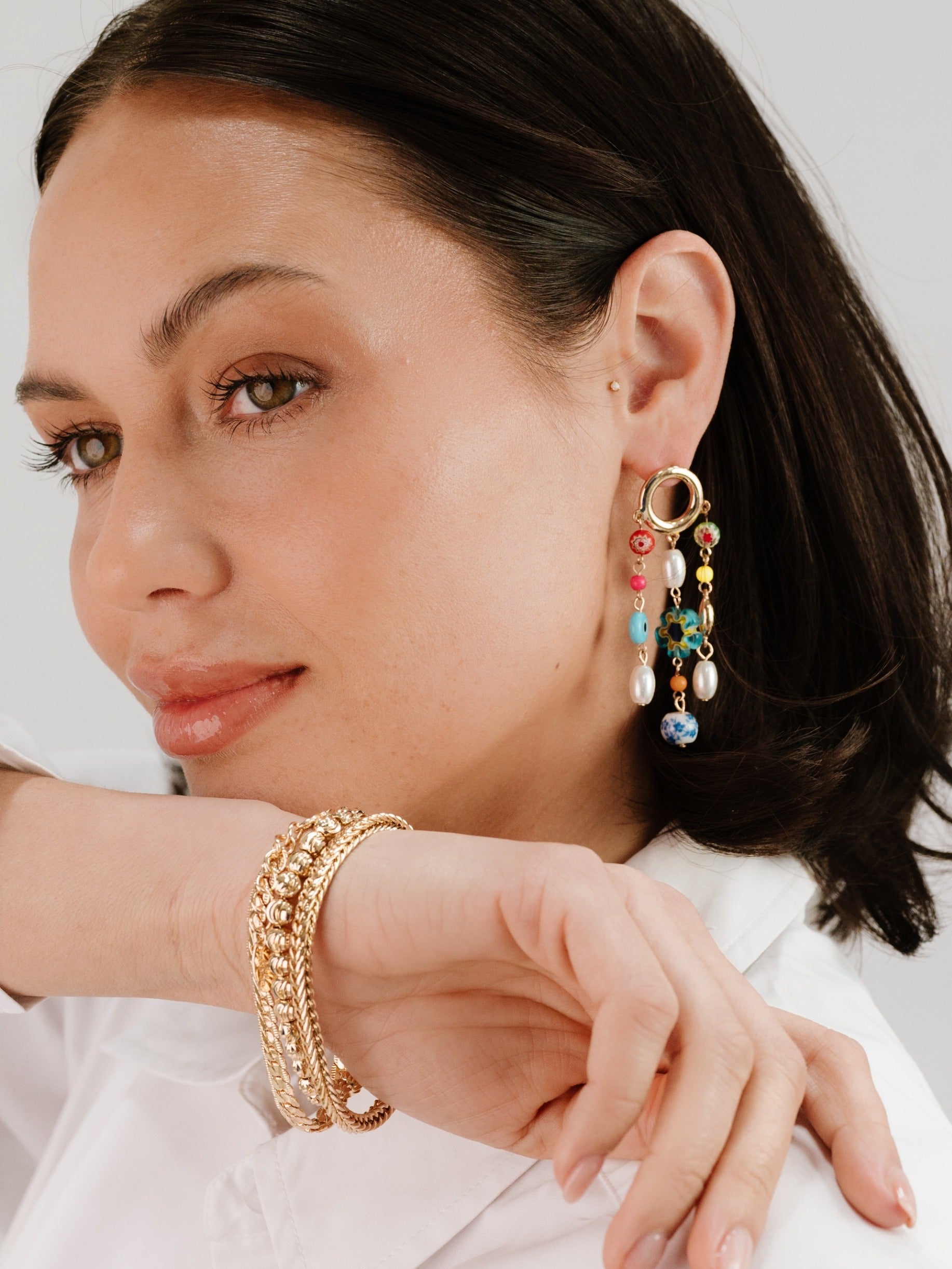 Sunny Days Pearl and Bead Dangle Earrings