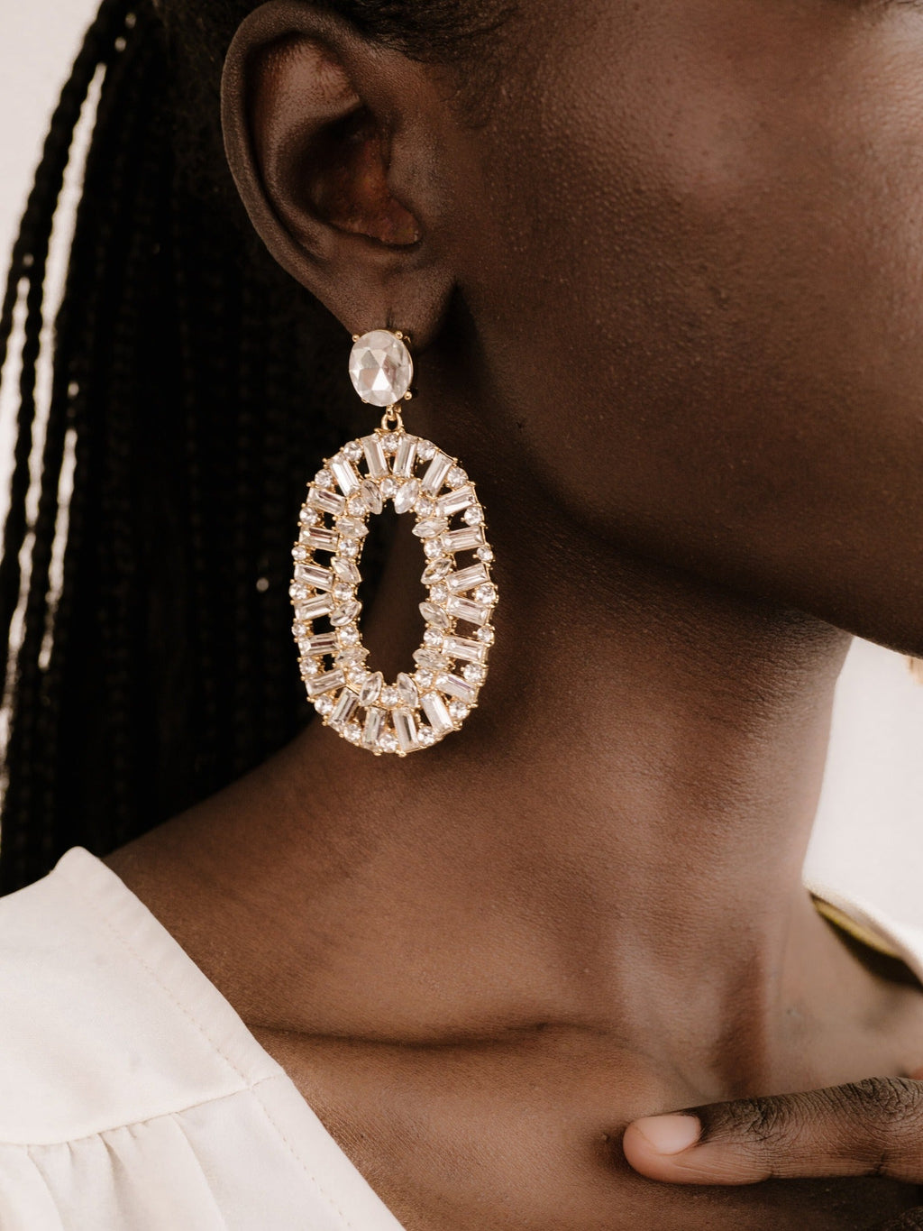 Sparkle Oval Dangle Earrings