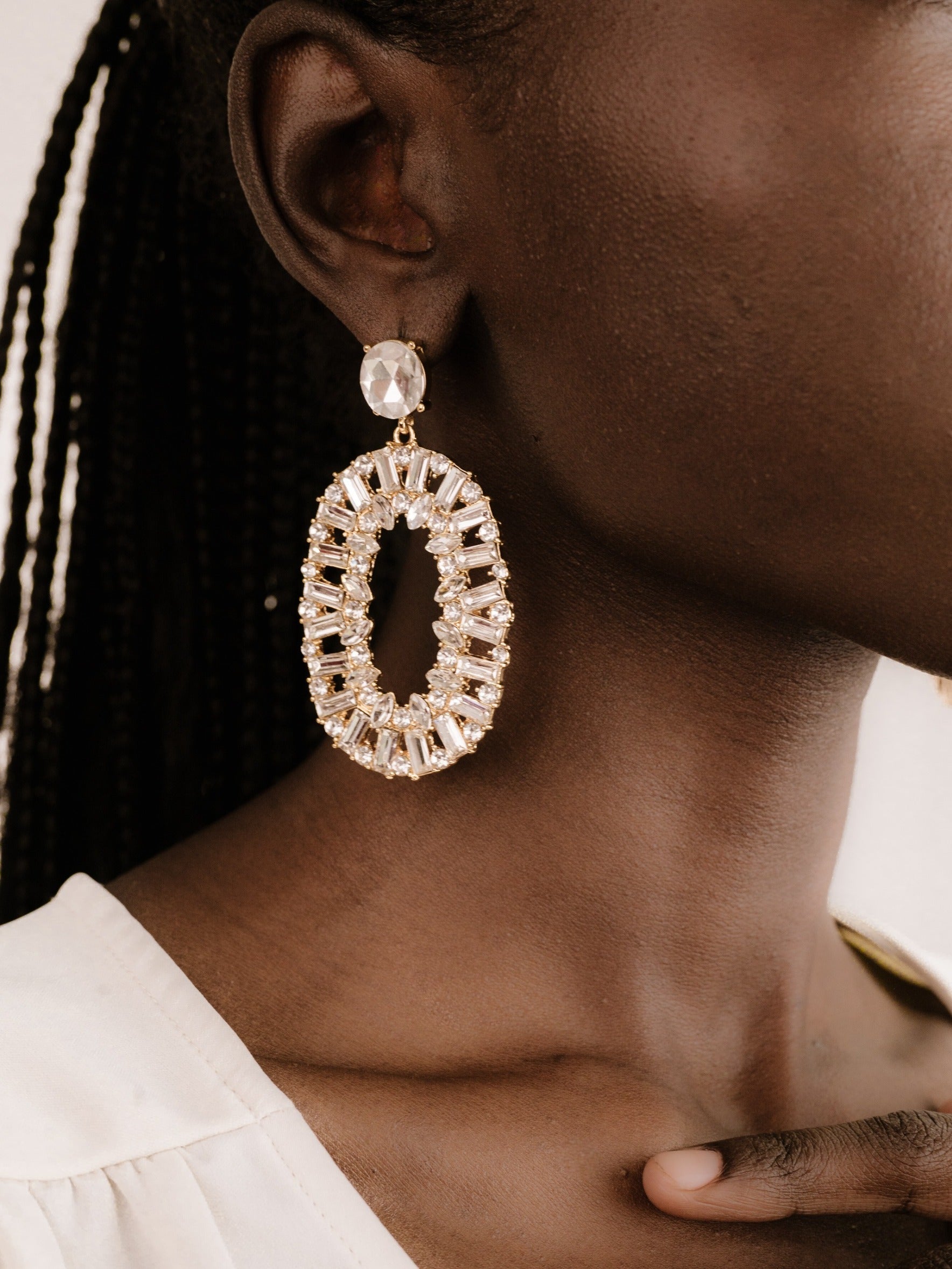 Sparkle Oval Dangle Earrings