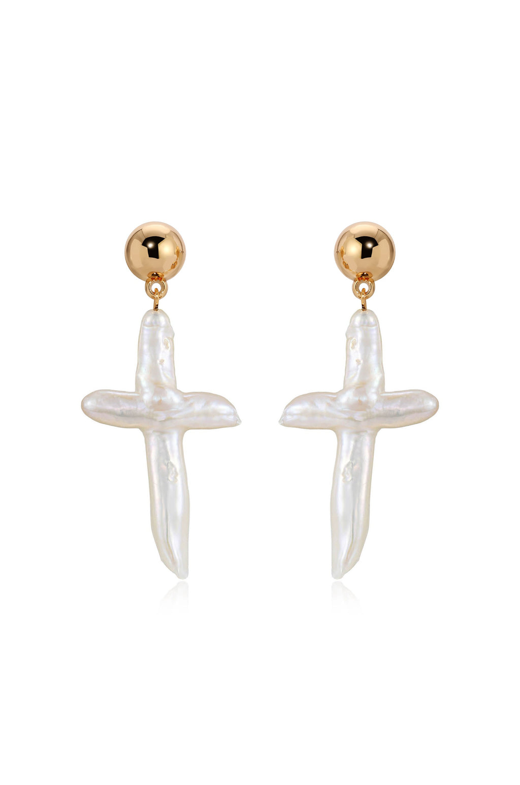 Organic Freshwater Pearl Cross Earrings