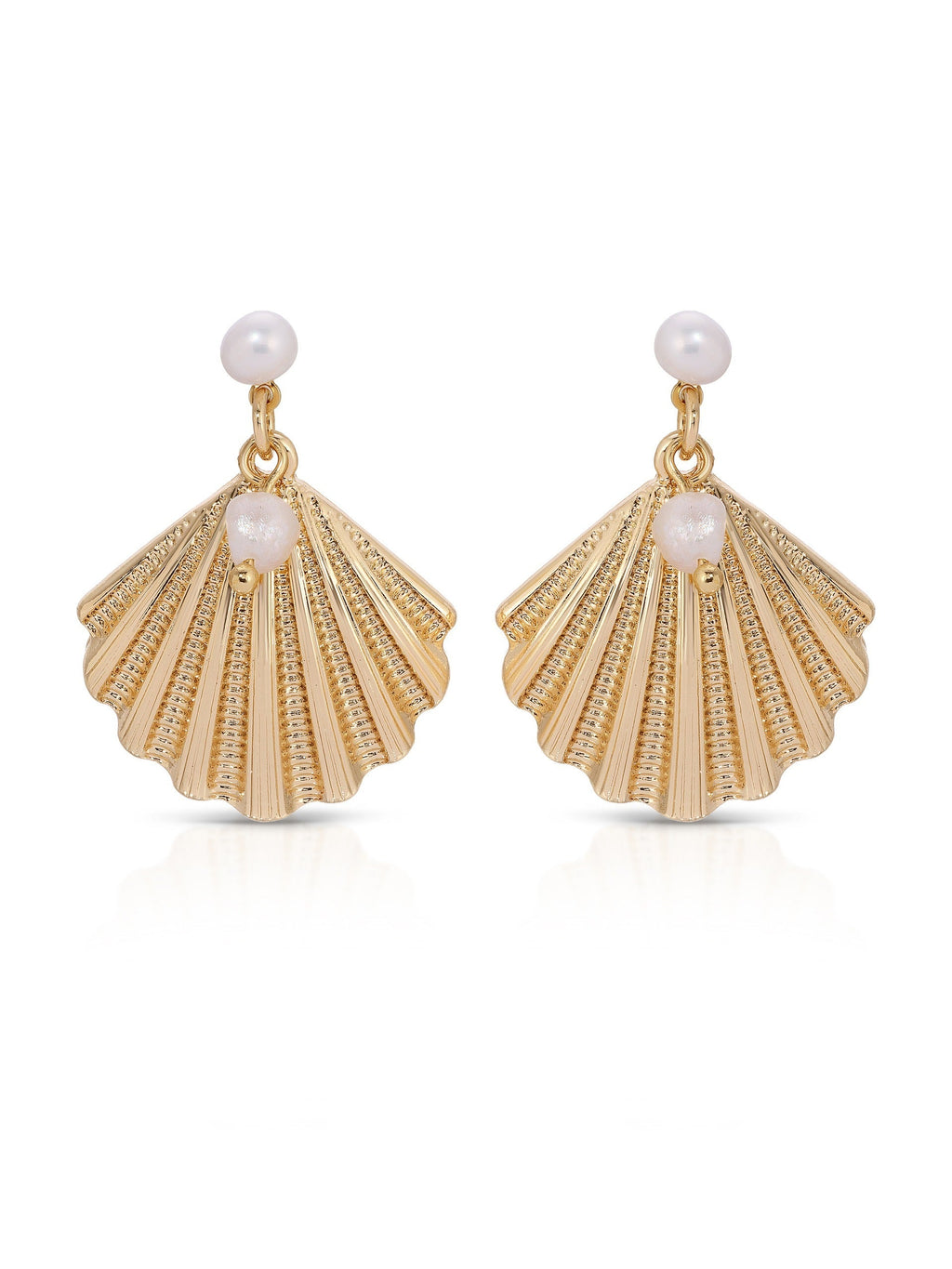 Scallop Shell and Pearl Earrings