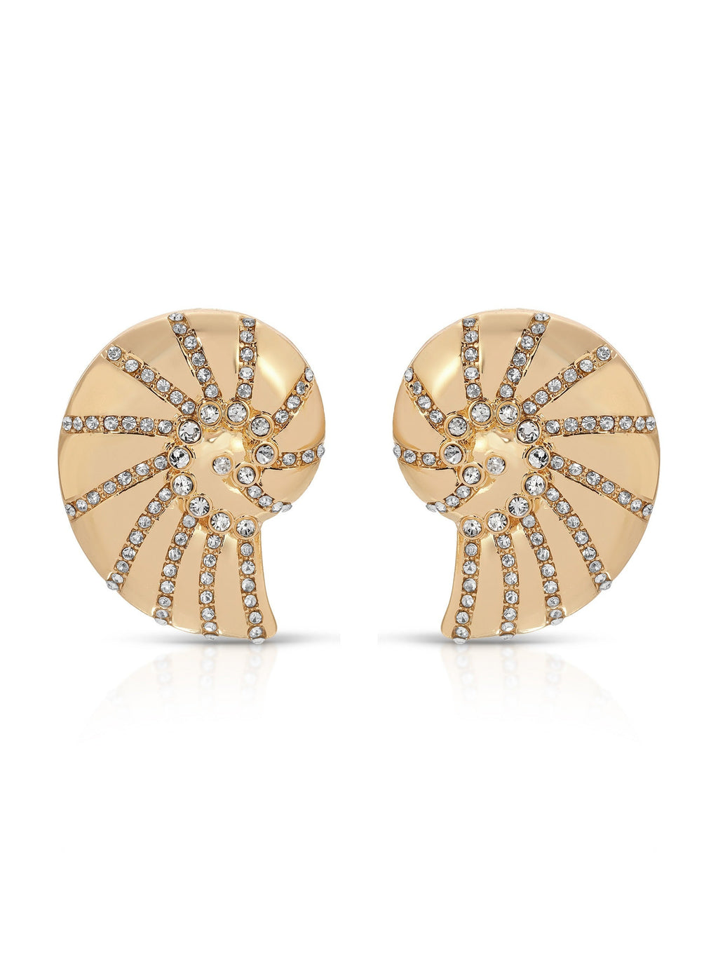 Crystal Studded Nautilus Shell Earrings