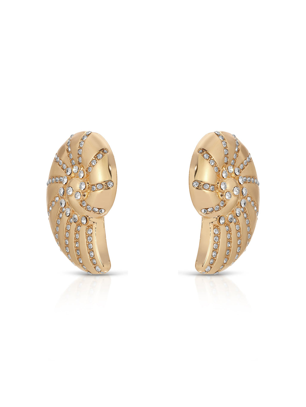 Crystal Studded Nautilus Shell Earrings