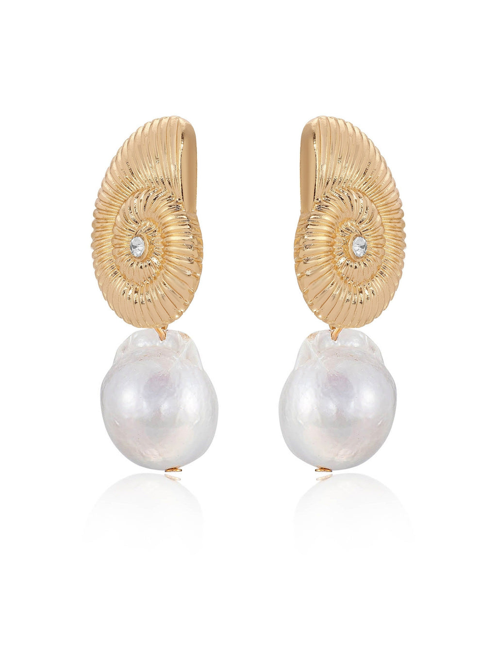 Nautilus Shell Freshwater Pearl Earrings