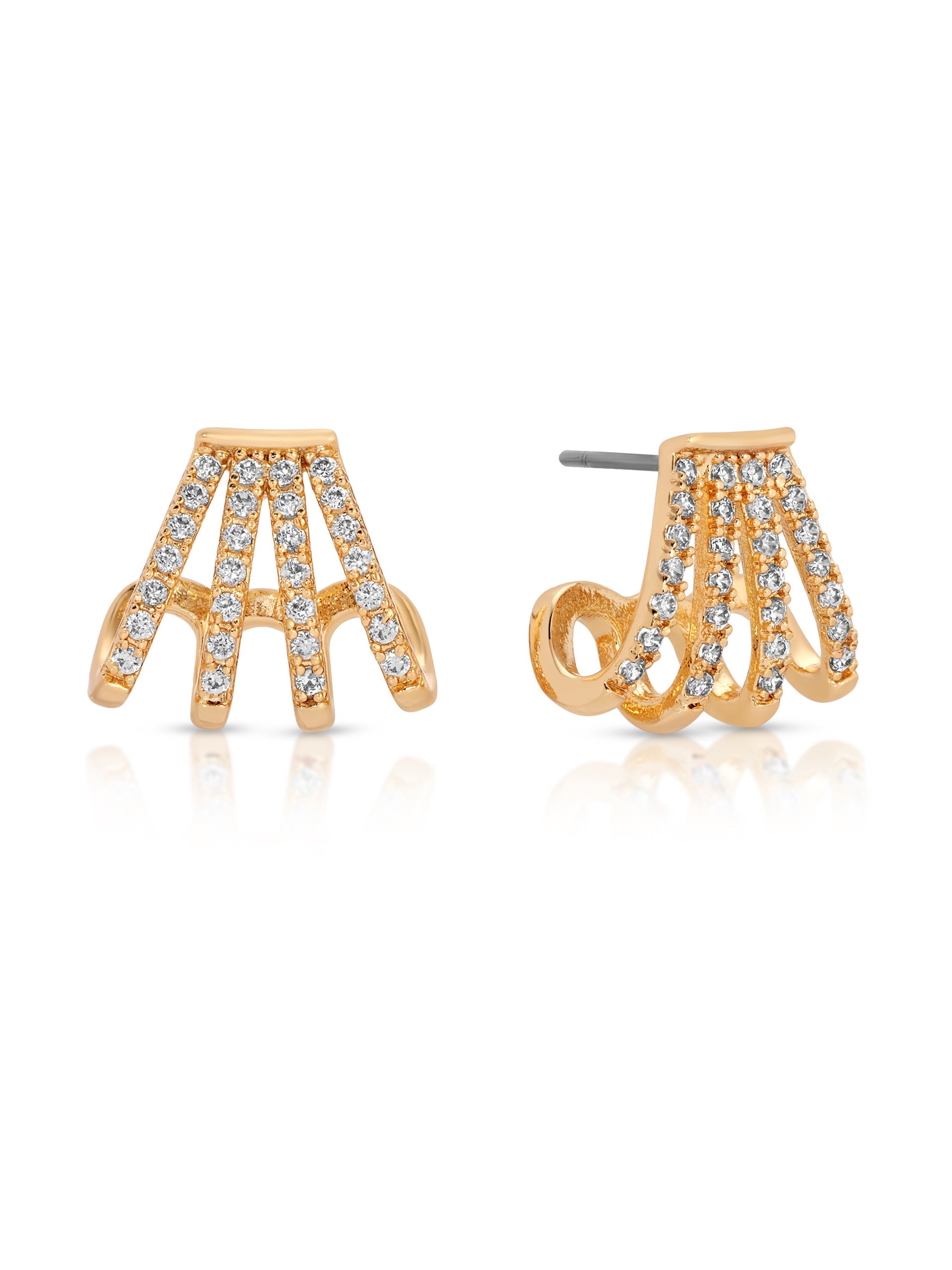 Glisten Wing Pavé Earrings Clear Crystal with 18k Gold Plating