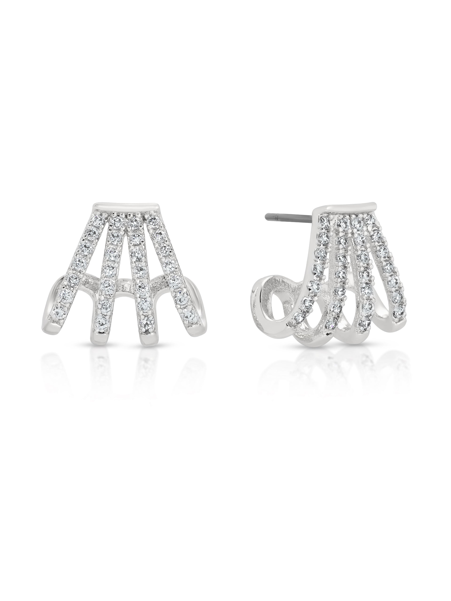 Glisten Wing Pavé Earrings Clear Crystal with Silver Plating 3