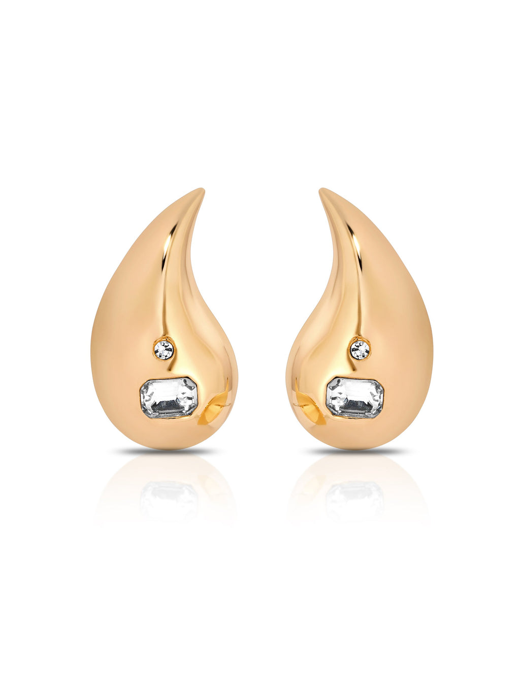 Droplet Earrings Clear Crystal with 18k Gold Plating 2