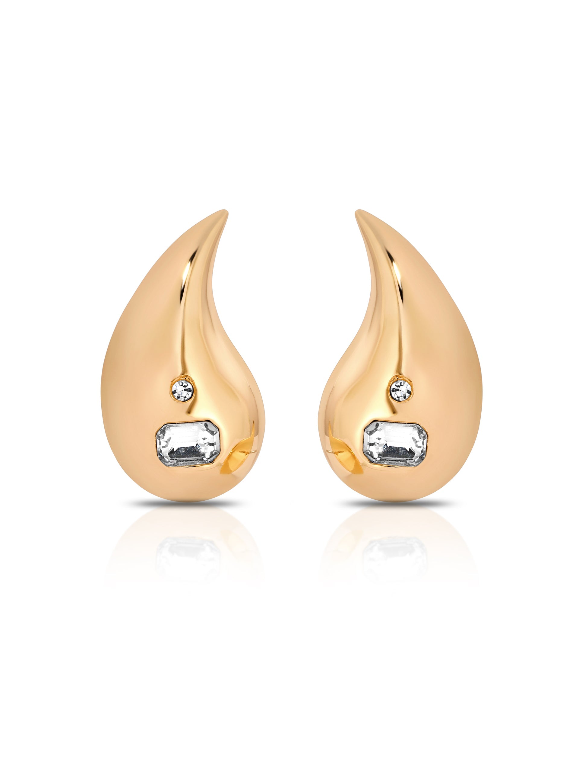 Droplet Earrings Clear Crystal with 18k Gold Plating 2