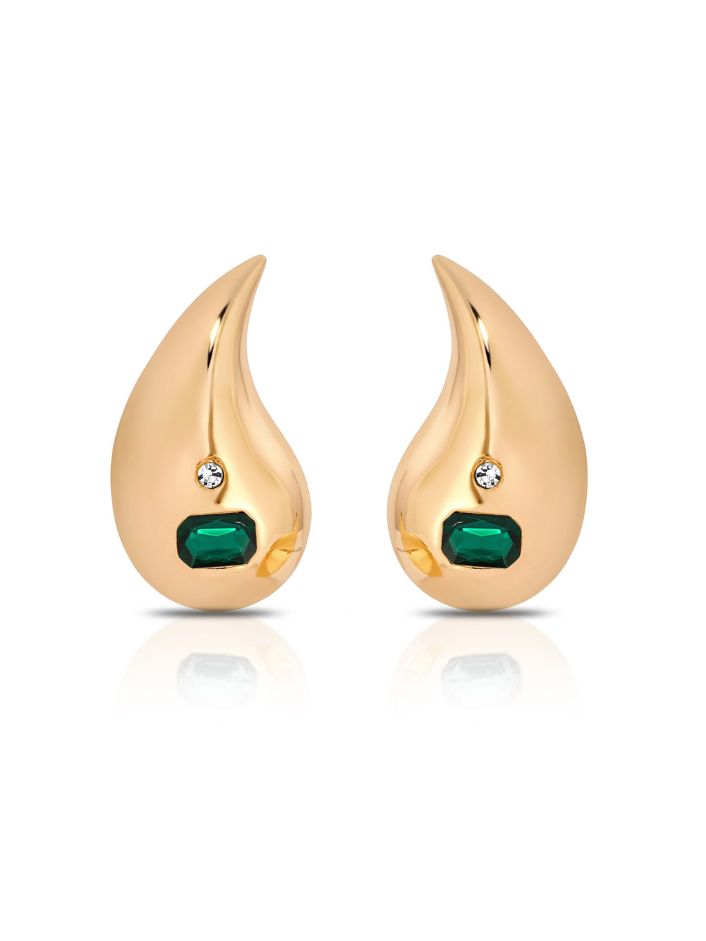 Droplet Earrings Emerald Crystal with 18k Gold Plating