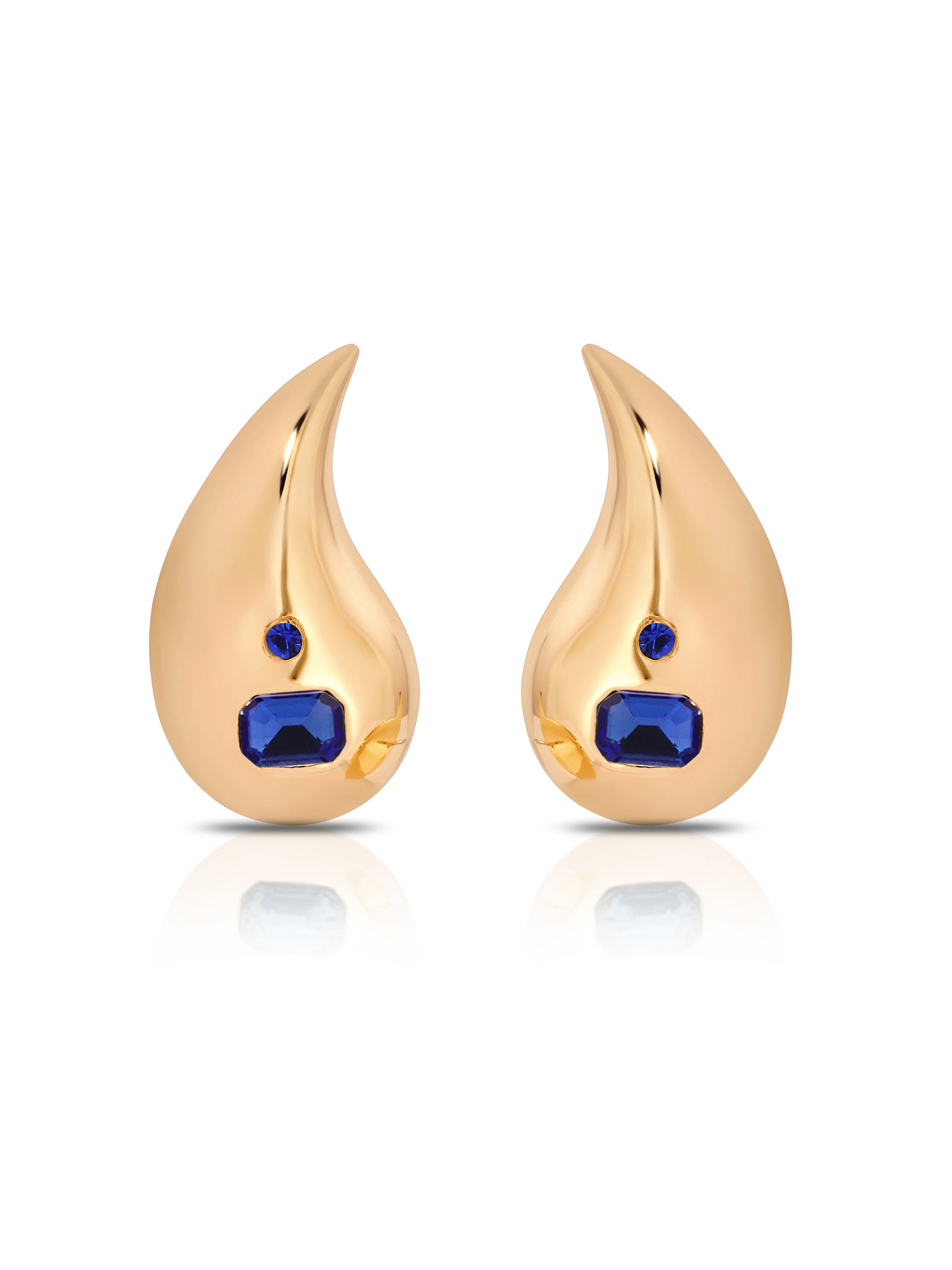 Droplet Earrings Sapphire Crystal with 18k Gold Plating 2