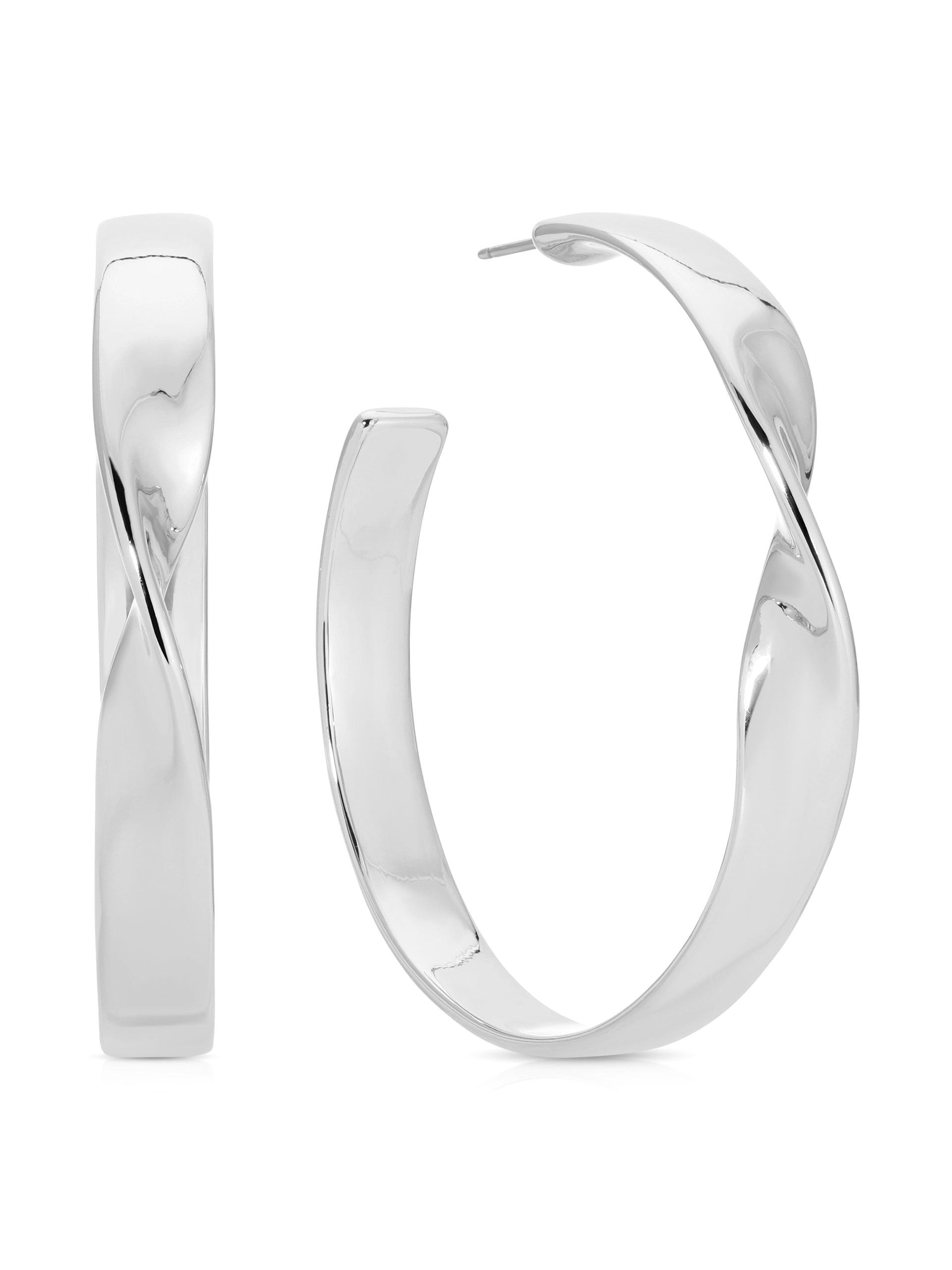 Heirloom Twist Large Hoops Silver Plated 3