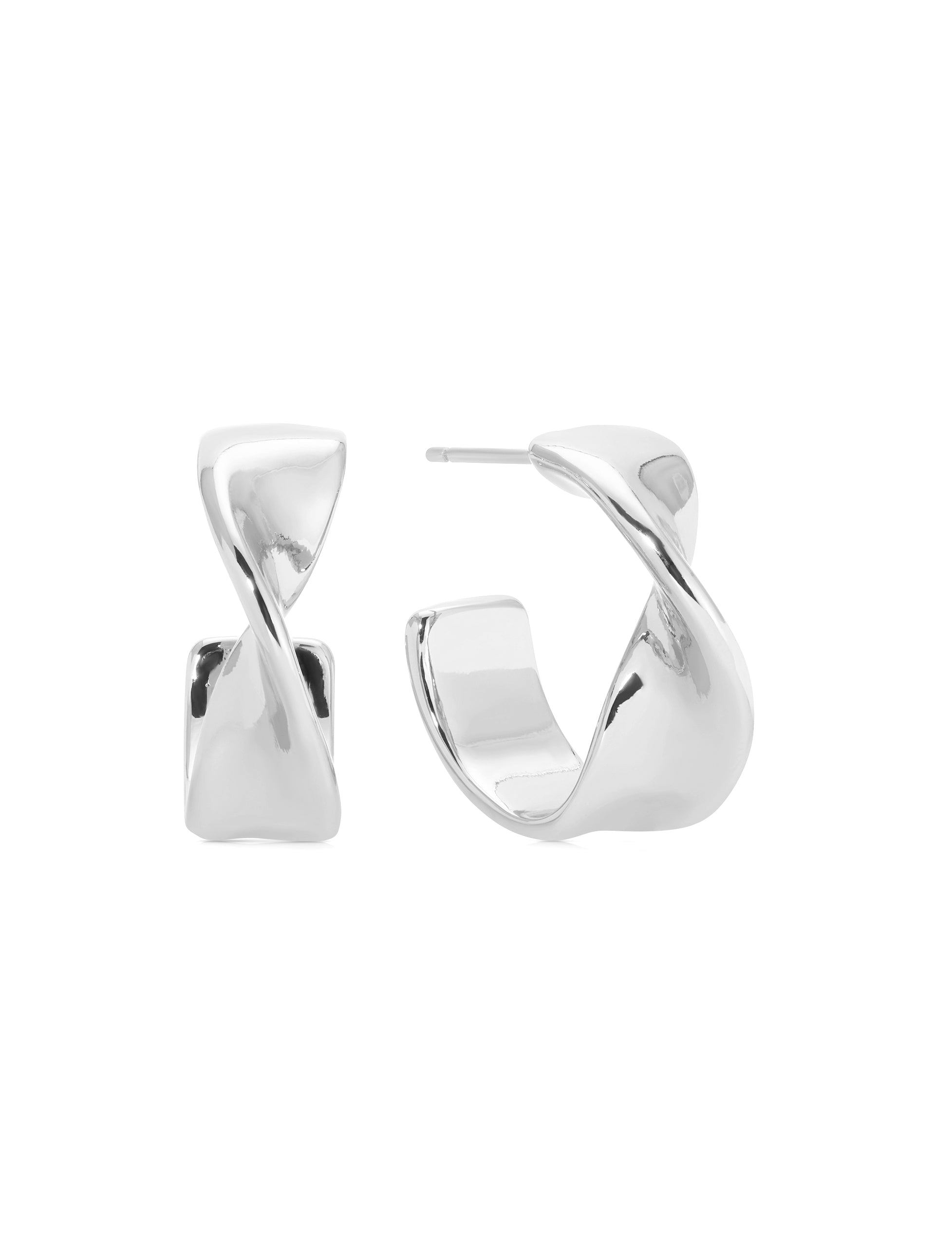 Heirloom Twist Small Hoops Silver Plated 3