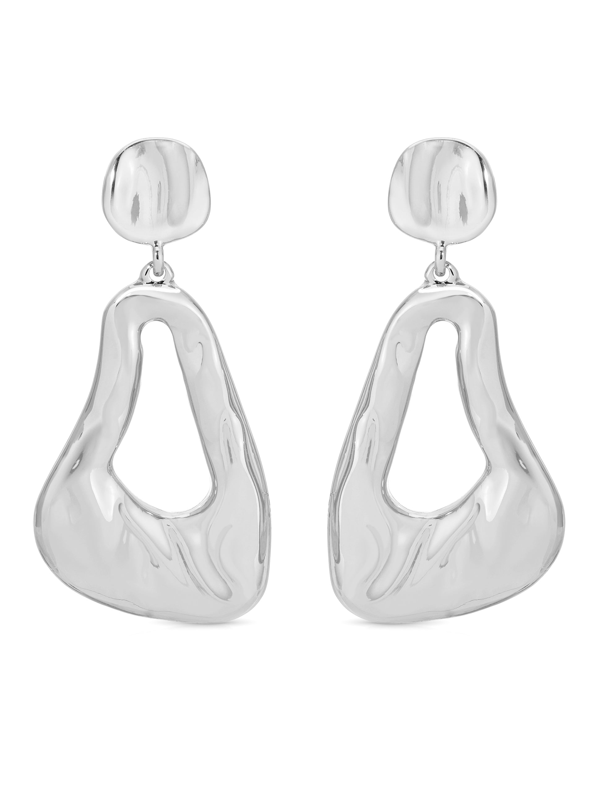 Molten Drop Earrings Silver Plated 2