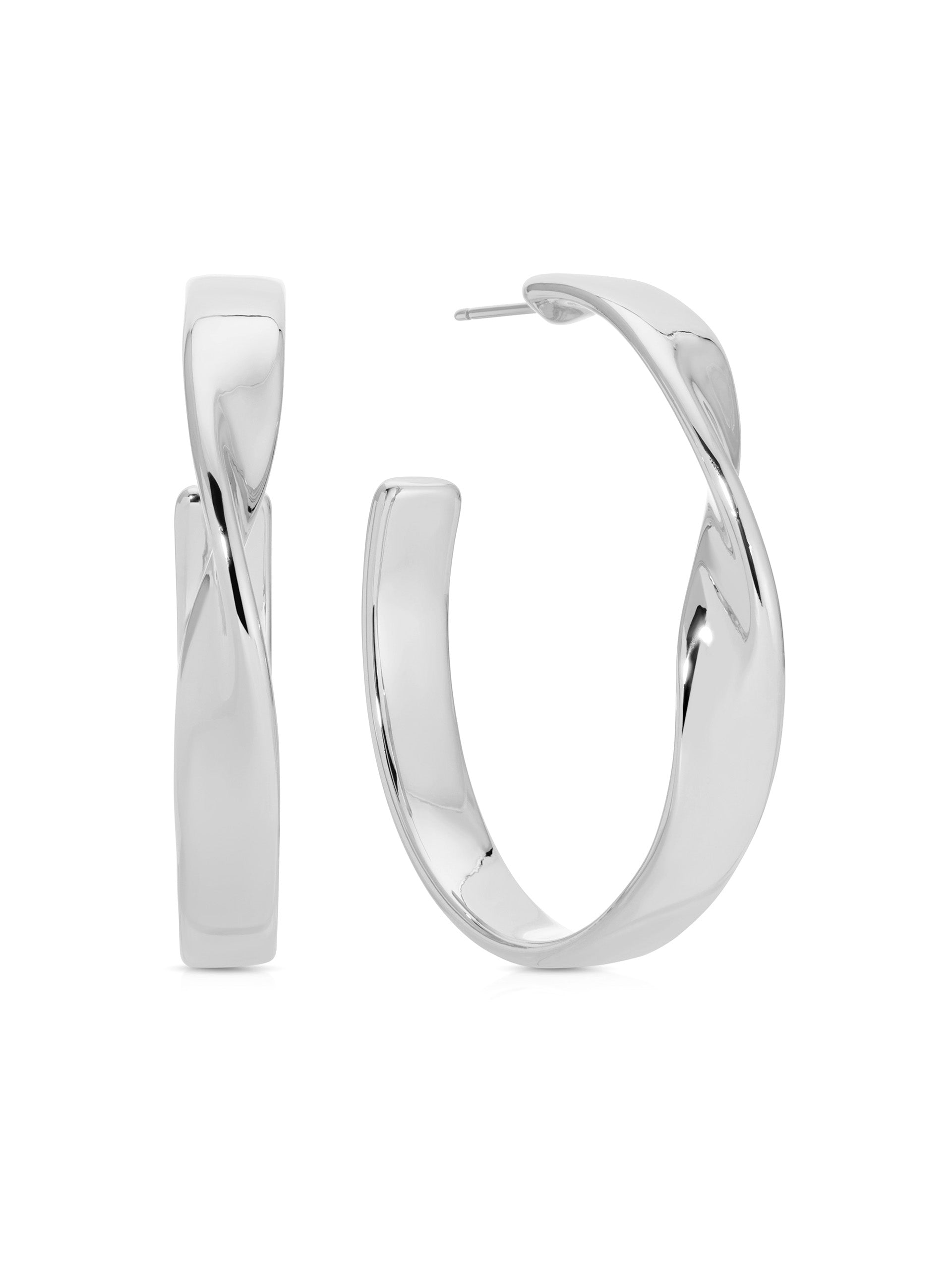 Heirloom Twist Medium Hoops Silver Plated 3