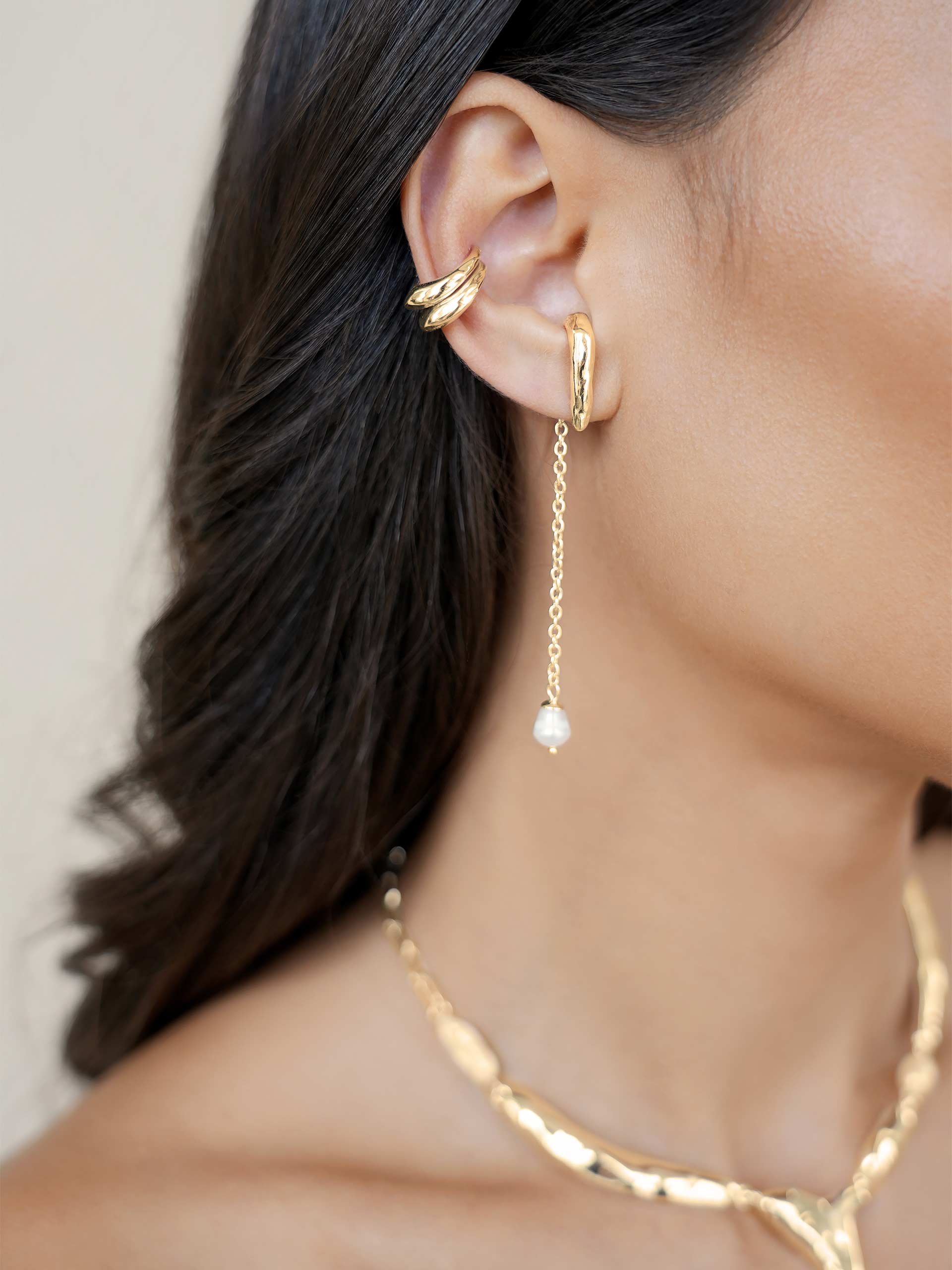 Linear Luxe Pearl Drop Earrings