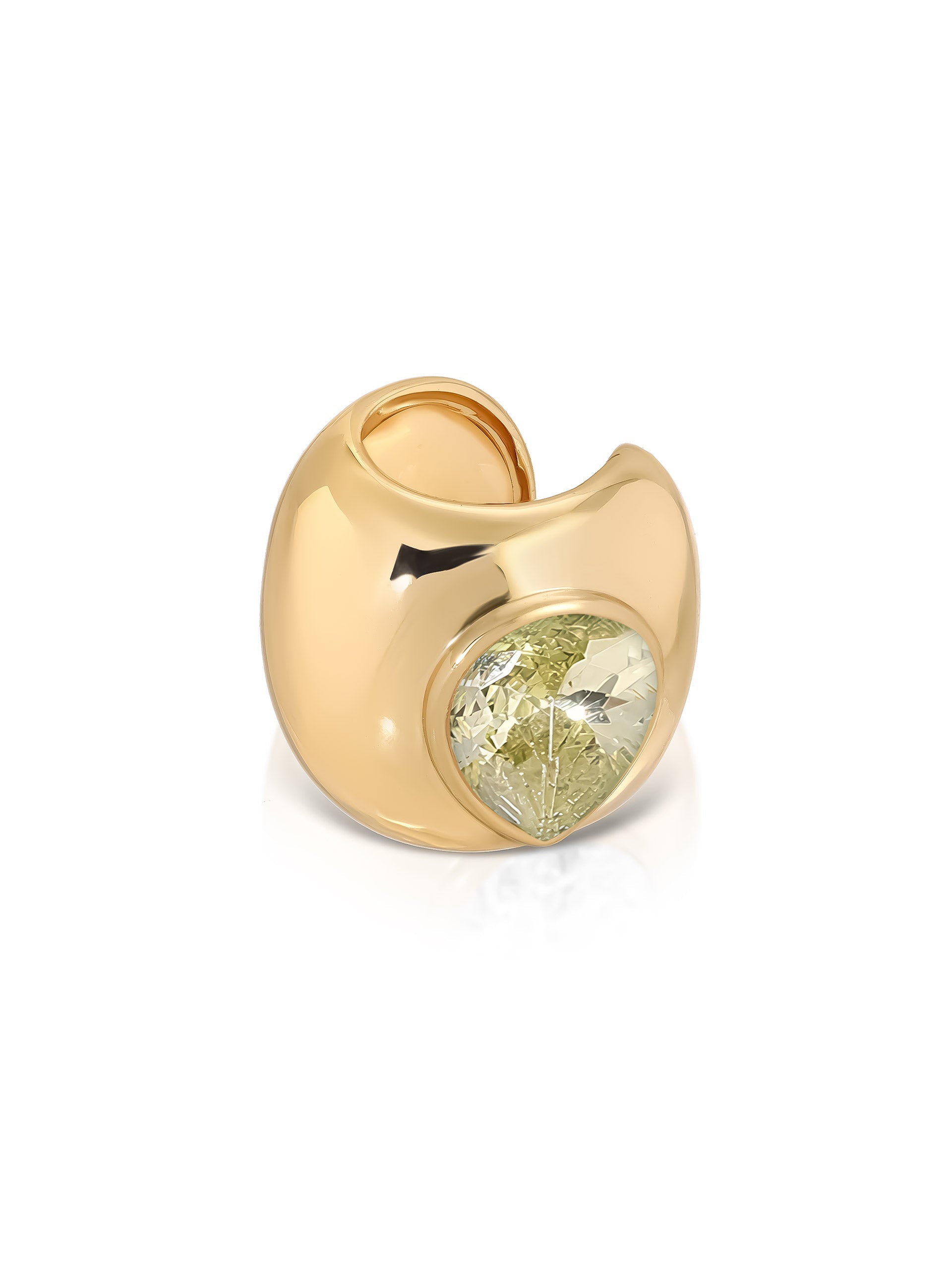 Bold Crystal Ear Cuff Peridot Crystal with 18k Gold Plating